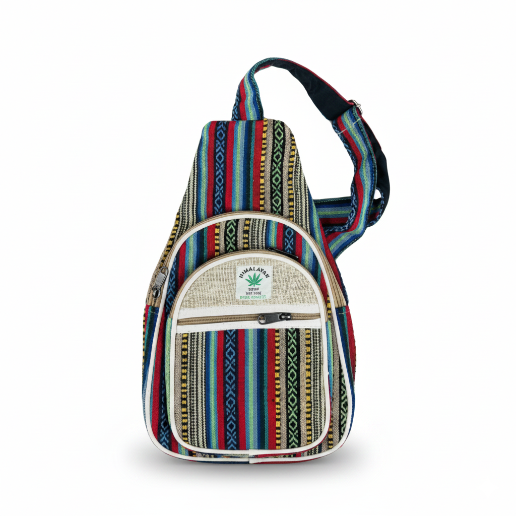 Handmade Hemp Cotton Sling Bag Boho Crossbody